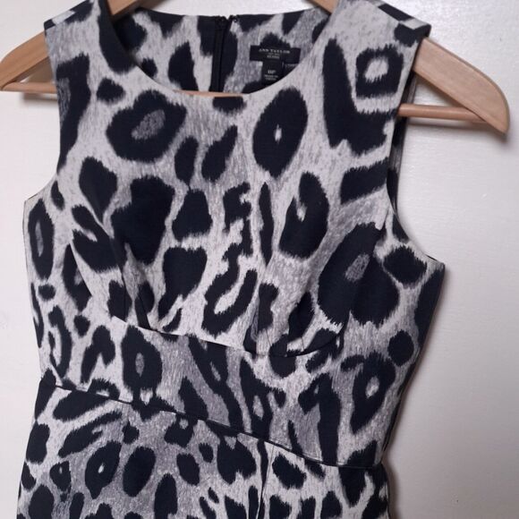 Ann Taylor Leopard Animal Print Silk Sleeveless Sheath Dress 0P 0 Petite - Picture 2 of 10